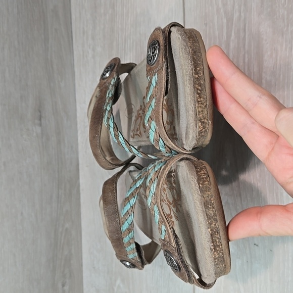 Aetrex Women Jillian Braided Hook&loop Leather Strap Sandals Slide shoes sz 7 - Picture 4 of 11